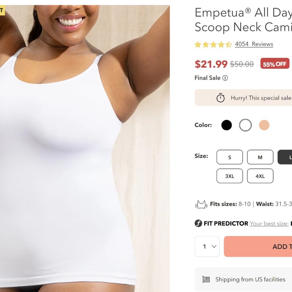 WHITE Shapermint Shapewear Cami - LARGE